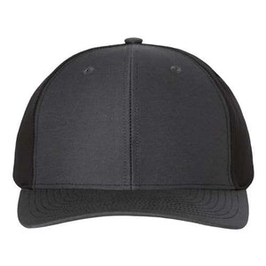 A Richardson 312 Twill Back Snapback Trucker Hat with a black brim.