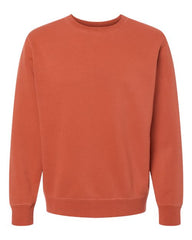 A men's Independent Trading Co. Midweight Pigment-Dyed Crewneck Sweatshirt in a strong orange color.