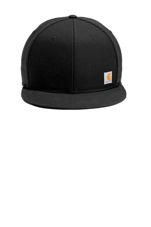 Carhartt Snapback Flat Brim Ashland Hat CT101604 - Custom Leather Patch Hat | No Minimals | Volume Tiered Pricing in black made with cotton duck construction and features a sweatband.