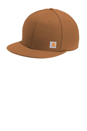 Carhartt Snapback Flat Brim Ashland Hat CT101604 - Custom Embroidered Hat in brown.