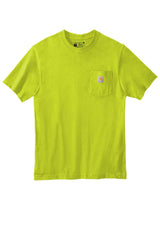 Carhartt Workwear Pocket Short Sleeve T-Shirt CTK87 in lime green, a durable cotton/poly blend for rugged workwear.