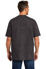 The back view of a man wearing a rugged Carhartt Workwear Pocket Short Sleeve T-Shirt CTK87 work shirt.