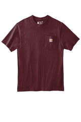 Carhartt Workwear Pocket Short Sleeve T-Shirt CTK87 in maroon.