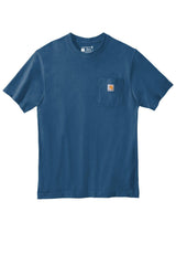Carhartt Workwear Pocket Short Sleeve T-Shirt CTK87 for men in blue, made with a durable cotton/poly blend for rugged workwear.