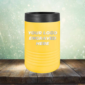 Custom can holder with business logo laser engraved branded koozie yellow