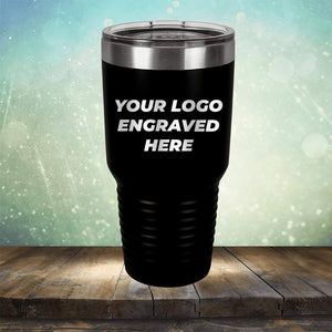 Custom tumbler with business logo laser engraved branded 30oz mug with lid black