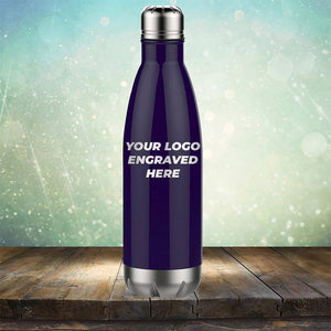 Custom water bottles with business logo laser engraved branded screw top cola 17 oz bottle navy