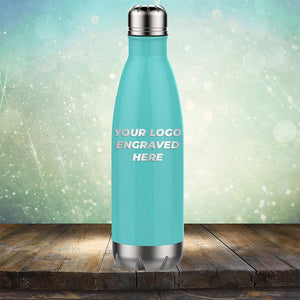 Custom water bottles with business logo laser engraved branded screw top cola 17 oz bottle teal