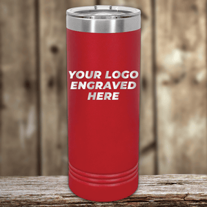 A Kodiak Coolers custom red tumbler with your business logo laser engraved.