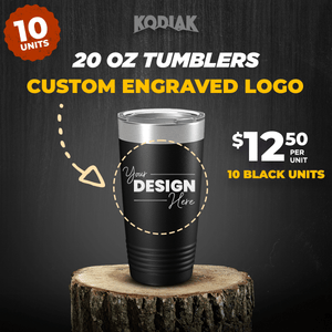 Personalized 20 oz Kodiak Coolers tumblers with custom engraved logo.