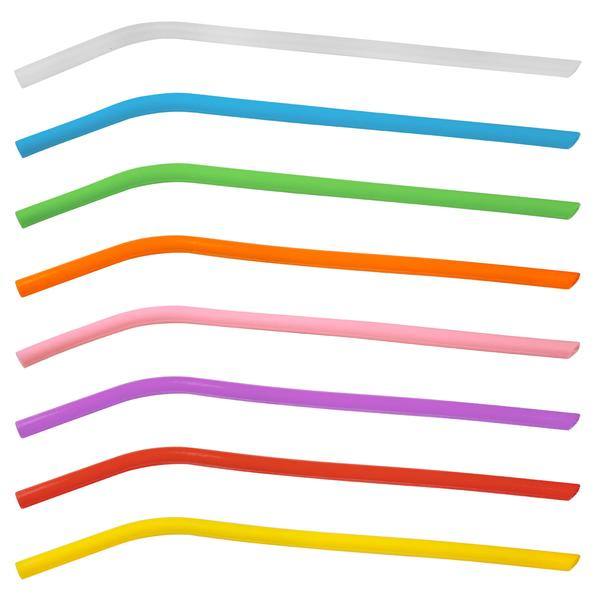 Ten-inch reusable silicone straws from Kodiak Wholesale, available in multiple colors, are displayed side by side on a white background—ideal as fun tumbler accessories for any beverage.