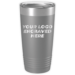 A Kodiak Coolers Custom Logo 20 oz Tumbler - SPECIAL OFFER - Front side Logo Included with the text "Your Logo Engraved Here" displayed on the front, perfect for those seeking custom mugs as a unique promotional gift.