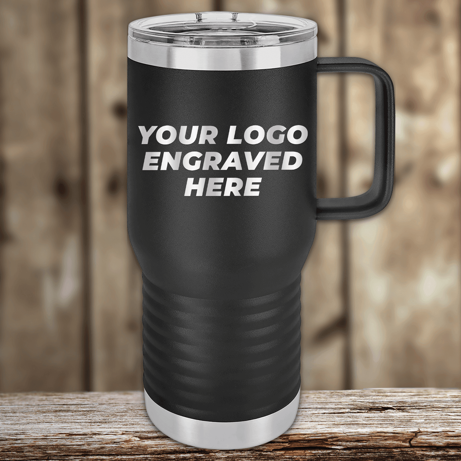 SAMPLE - 20 oz Travel Tumbler with Built in Handle - Price Includes Engraved Logo Sample and Volume Setup Fee