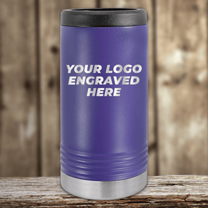 A purple Kodiak Coolers tumbler with a black lid and silver base features "YOUR LOGO ENGRAVED HERE." Ideal as realtor closing gifts for clients, this custom drinkware is perfect for company branding or promotional use.