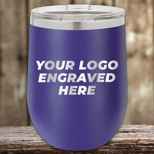 A custom purple Kodiak Coolers wine tumbler with your business logo laser engraved.
