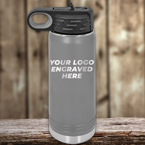 A Kodiak Coolers custom water bottle with your engraved logo, perfect for promotional materials.