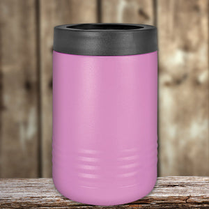 A pink Custom Standard Can Holder with your logo engraved on it, personalized corporate merchandise by Kodiak Coolers.
