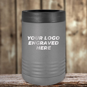 A Kodiak Coolers laser engraved gray can cooler with your business logo.