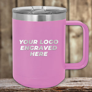 A Custom Laser Engraved Logo Drinkware - SPECIAL 72 HOUR SALE PRICING - Single Side Engraving Included in Price pink mug with your business logo engraved on it, by Kodiak Coolers.
