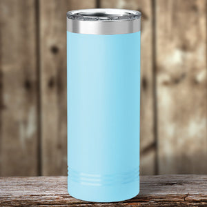 A black Custom Skinny Tumbler 22 oz with vacuum-sealed insulation technology that can be Kodiak Coolers logo laser-engraved here.