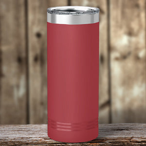 This pink Custom Skinny Tumbler 22 oz with your Logo or Design Engraved - Special Black Friday Sale Volume Pricing - LIMITED TIME, from Kodiak Coolers, features your logo engraved here, showcasing your brand on a stylish and customizable item. With vacuum-sealed insulation technology, this stainless steel skinny tumbler keeps beverages cold.