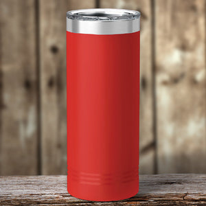 A purple Custom Skinny Tumbler 22 oz with your Logo or Design engraved here from Kodiak Coolers.