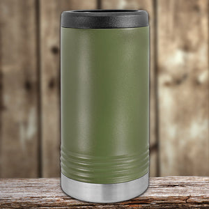 A Custom Slim Seltzer Can Holder with your Logo or Design engraved here, from Kodiak Coolers.
