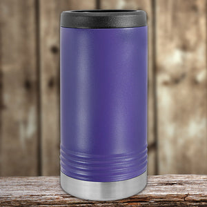 A Custom Slim Seltzer Can Holder with your Logo or Design Engraved - Special Black Friday Sale Volume Pricing - LIMITED TIME by Kodiak Coolers, in purple, with your custom logo laser engraved.