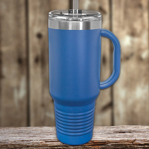 A custom promotional gift, a Kodiak Coolers Custom 40 oz Travel Tumbler with Built in Handle and Straw - Special Black Friday Sale Volume Pricing - LIMITED TIME, with your logo laser-engraved on it.