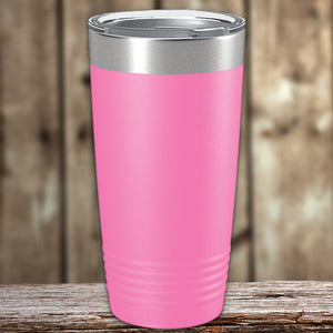 A Kodiak Coolers custom pink stainless steel tumbler laser engraved with your logo.