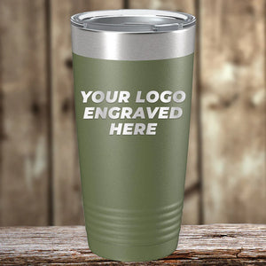 Kodiak Coolers' Custom Tumblers 20 oz with your Logo or Design Engraved - Special Bulk Wholesale Pricing on a wooden surface.