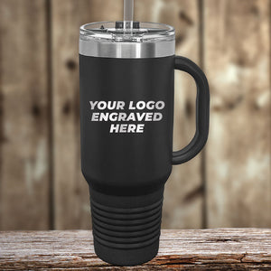 A promotional gift featuring a Custom 40 oz Travel Tumbler with Built in Handle and Straw - Stainless Steel - Special Bulk Wholesale Volume Pricing, branded with your business logo from Kodiak Coolers.