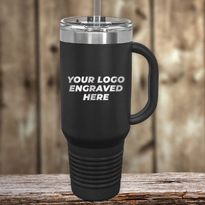 Kodiak Coolers New Years Sale – Custom Logo Drinkware, laser engraved with your logo or design (no setup fee, 1 side included). Black travel mug with handle and clear lid, ideal for promotional gifts.