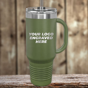 A Custom 40 oz Travel Tumbler with Built in Handle and Straw - Special Black Friday Sale Volume Pricing - LIMITED TIME by Kodiak Coolers, perfect as a promotional gift.